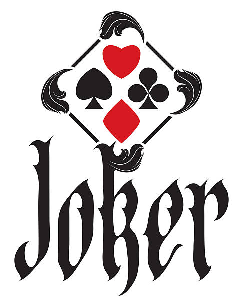 istock Joker written in gothic font with signs of playing card suits 2208536991