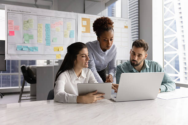 istock Diverse business team of young colleagues discussing online startup project 2208538603