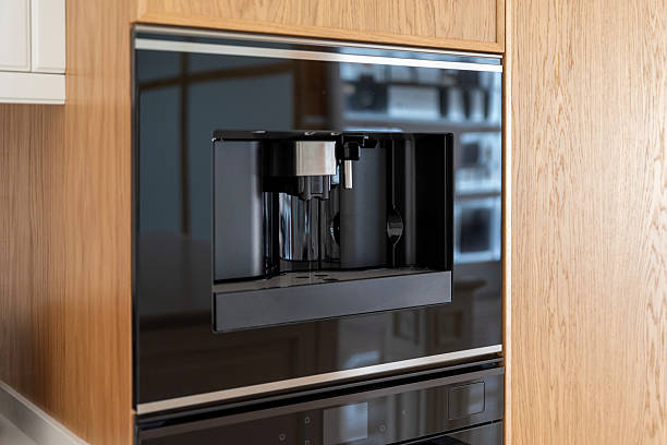 istock Built-in black coffee machine, close-up 2208541130