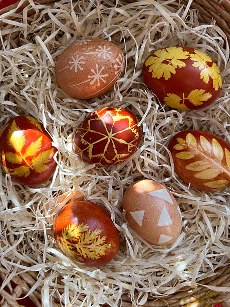istock A collection of colorful, handpainted Easter eggs beautifully decorated with natural designs 2208549998
