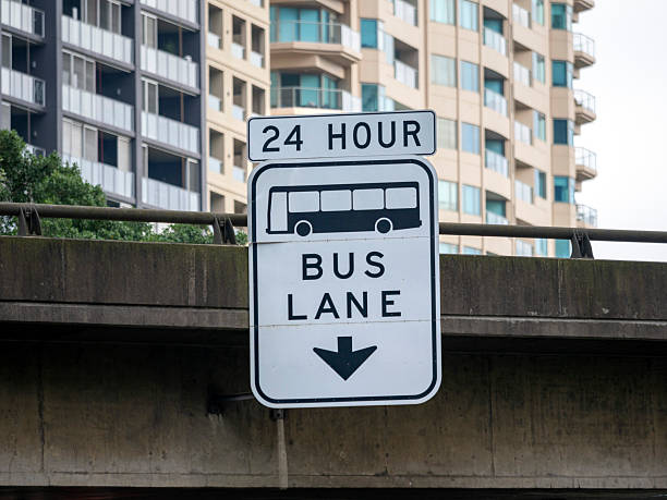 Bus lane sign in Sydney CBD, Australia