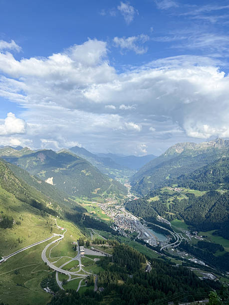 istock Experience the stunning Mountain Valley View with scenic roads, clouds, and dramatic landscapes 2208558897