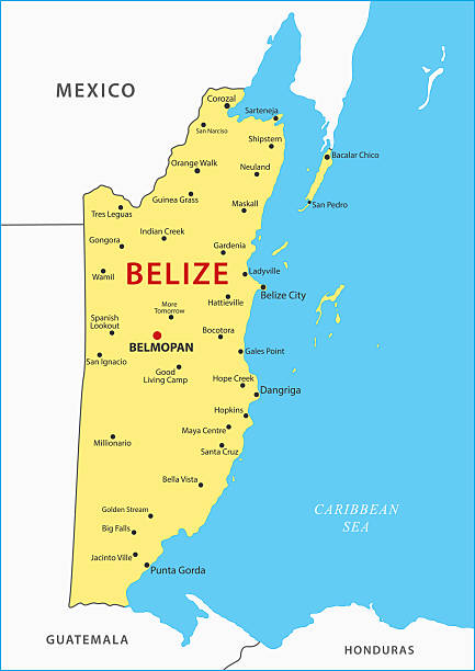 Belize Vector Map Color Map Of Belize Stock Download Belize Vector Map Color Map Of Belize 