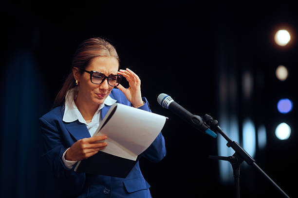 istock Woman Reading her Speech Can Not See with Her Glasses 2208563402
