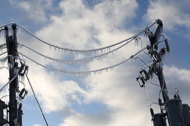 istock Ice covering a Utility Pole in Otsego County Michigan 2208565639