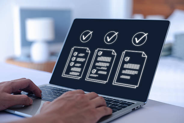 istock The technology business quality audit checklist uses an online concept with a document format and a controllable safety survey. 2208570831
