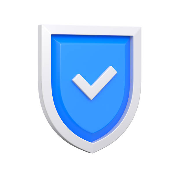istock Blue shield protection with check icon. Symbol of security or agreement concept. 3d rendering. 2208574243