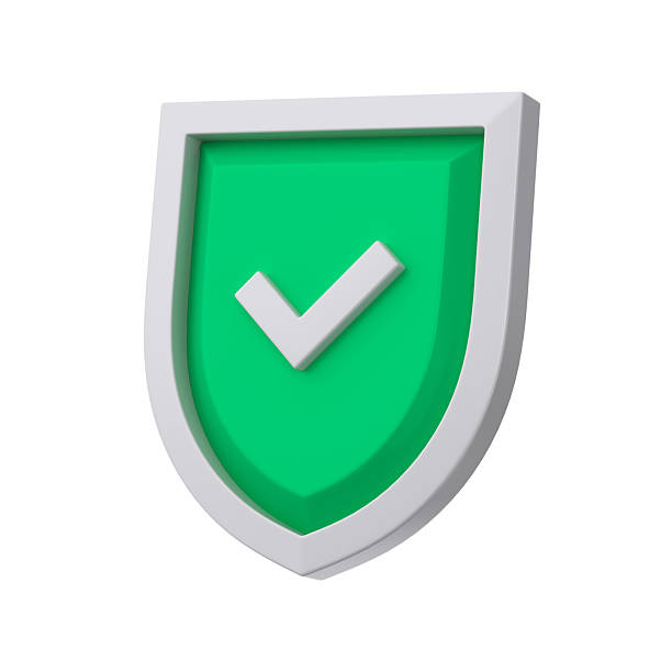 istock Green shield protection with check icon. Symbol of security or agreement concept. 3d rendering. 2208574247