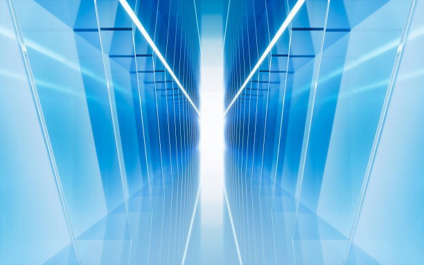 istock Blue neon tunnel and light background, abstract and technology concept, 3d rendering. 2208580449
