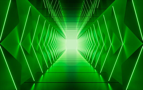istock Green neon tunnel and light background, abstract and technology concept, 3d rendering. 2208580497