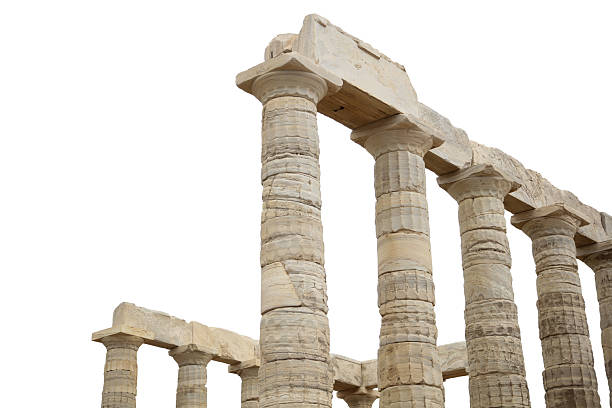 istock Cape Sounio, Poseidon temple remains isolated on white sky. Attica, Greece. 2208597837
