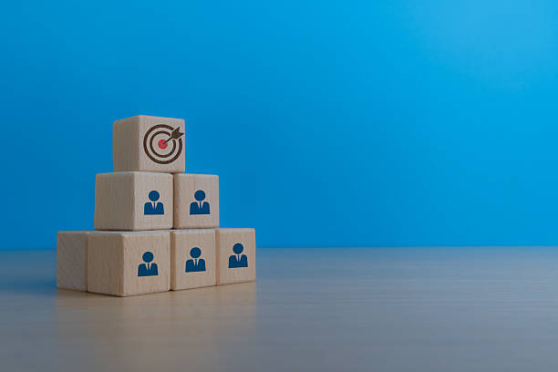 istock Employees with one goal on wooden blocks 2208604299