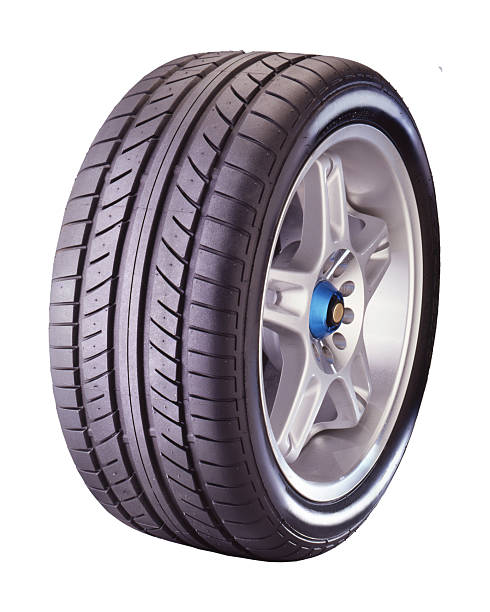 istock One rubber tire wheel isolated on white. 2208605250