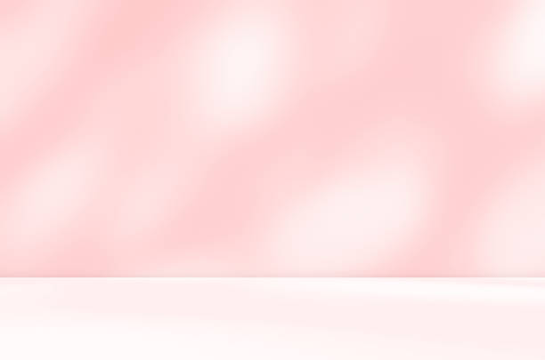 istock Empty pink colour room studio with sunlight effect shadow on the floor and wall for product presentation. 2208612805
