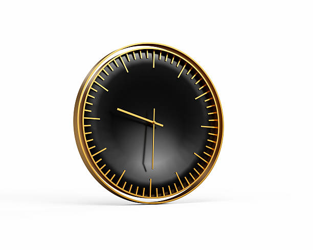 istock Modern Sleek Golden And Black Wall Clock 09:30 Nine Thirty 9:30 For Modern Interior 3D Illustration 2208613947