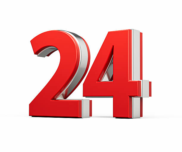 istock Bold Vibrant Red Number Twenty four Number 24 With Metallic On White Background 3D Illustration 2208613998