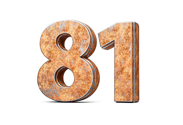 istock Number Eighty One 81 Digit Made Of Old Rusty Iron Metal Texture White Background 3d Illustration 2208614005
