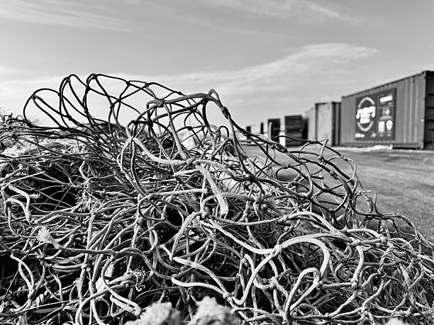 Close up of tangled fishing nets