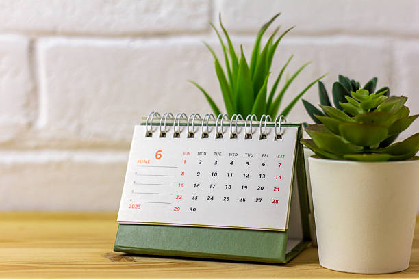 istock Hello, June. The planning calendar for June 2025 is on the desktop. 2208624268