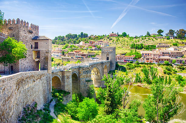 Puente de San Martin is bridge across the river Tagus in Toledo, Spain