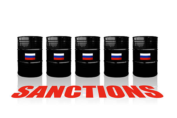 istock Russian crude oil barrel. Tariffs, sanctions and embargo for Russia 2208632525