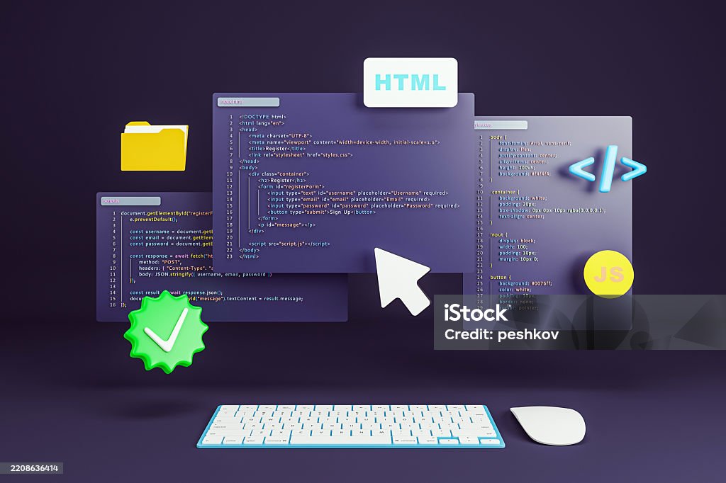 Interfaces Graficas Con Html/css Y Javascript Interfaz De Código De Programación Flotante Con Elementos Html Css Js Y ...