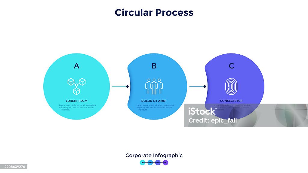 Process Chart With Three Round Elements Placed In Horizontal Row ...
