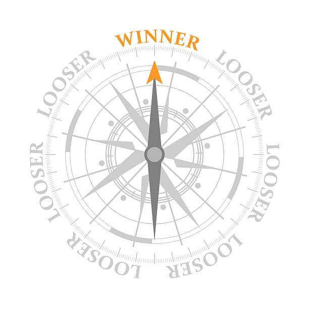 istock The needle of compass points to the word winner ignoring the words looser. Leadership business concept. 2208643125
