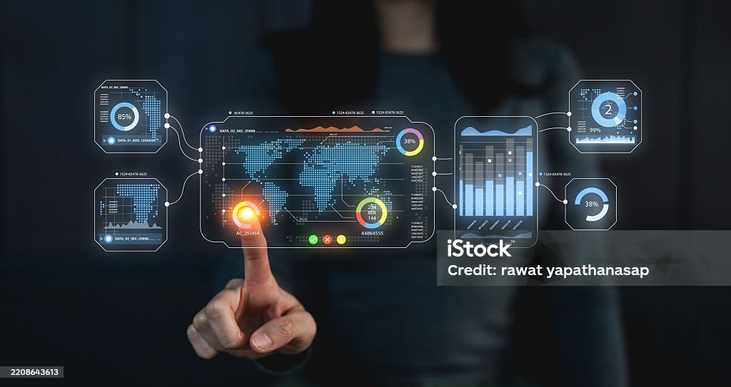 A Digital Interface Shows Data Visualizations And Analytics Being ...