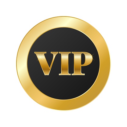 Vip Text Vector Round Golden Vip Text Element With Premium Shine Effect Black Sticker ...