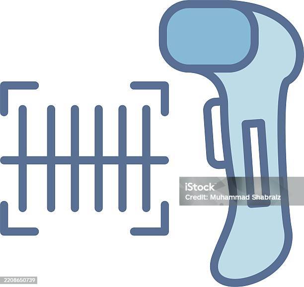 Scanner Code Image Lines Barcode Scanner Line Fill Blue Stock Illustration - Download Image Now ...