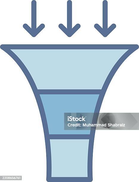 Funnel Line Funnel Line Fill Blue Stock Illustration - Download Image Now ...
