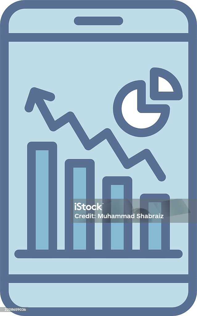 Calling Stat Line Stats Line Fill Blue Stock Illustration - Download Image Now - Chart ...