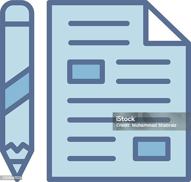 Script Line Fill Blue Stock Illustration - Download Image Now - Art ...