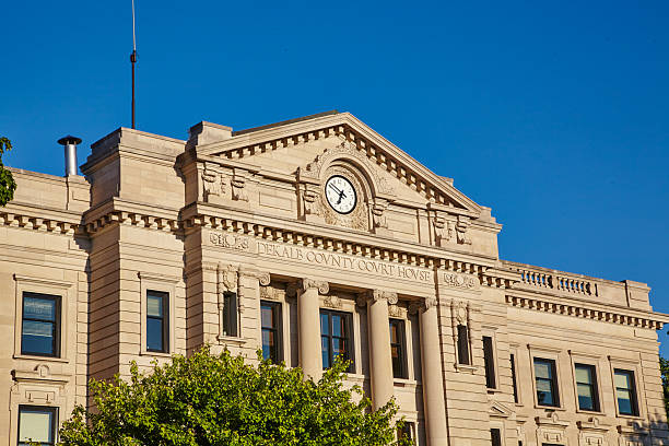 istock DeKalb County Courthouse Facade with Clock and Columns, Indiana 2208663512