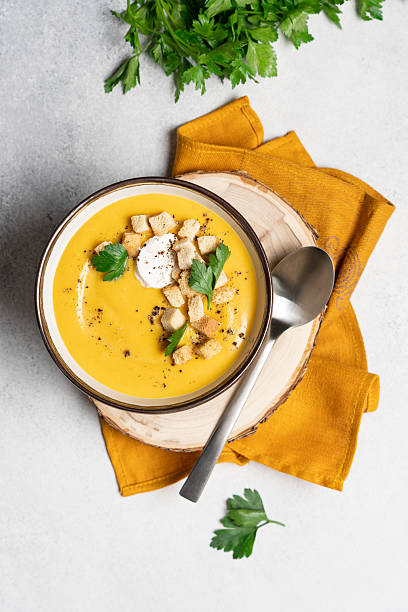 istock Seasonal autumn dish on the table top view 2208663641