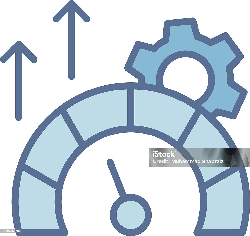 Speedometer Line Work Speedometer Line Fill Blue Stock Illustration - Download Image Now ...