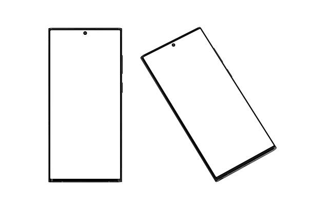 Smartphone with blank screen isolated on white background. Concept for advertising.