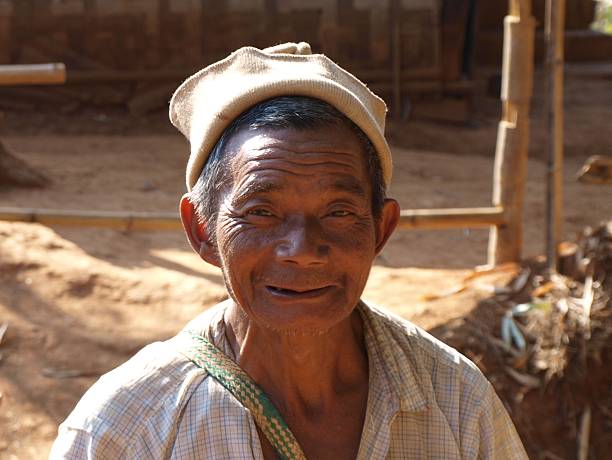 Inle Lake, Myanmar, February 13, 2015: Tribal man in Myanmar countryside