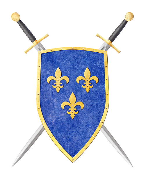 Medieval knight in attack position.
