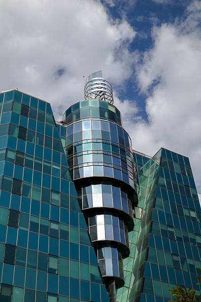 istock Modern Blue Glass Building with Cylindrical Tower 2208688889