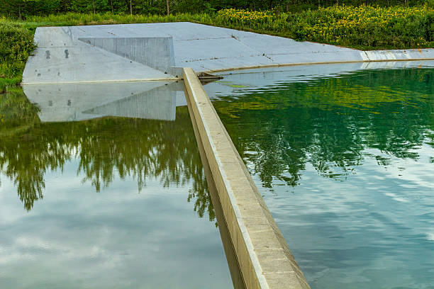 istock Concrete Water Structure with Reflection in Calm Outdoor Setting 2208690620