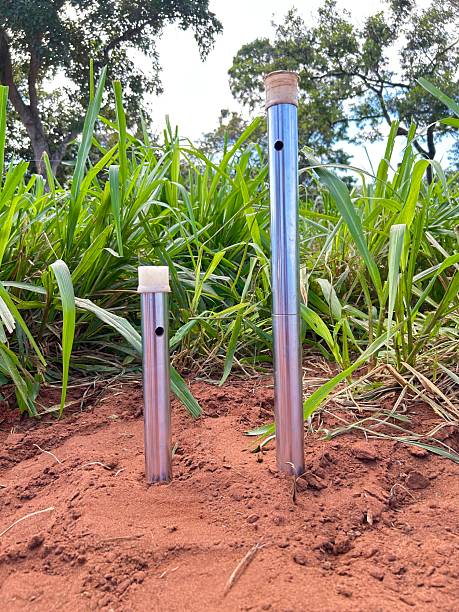istock Soil sampling technology in livestock farming. Sampling soil in pasture. detail for soil sampler equipment 2208692318