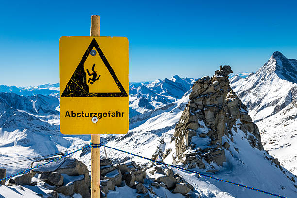 danger sign on ski slope in Austria