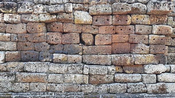 istock Old brick wall background, ancient castle stone wall in Thailand. 2208705988