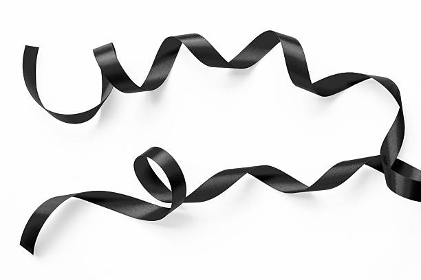 istock Black ribbon satin bow color curly scroll hanging set isolated on white background with clipping path for ceremony invitation card design decoration element 2208725324