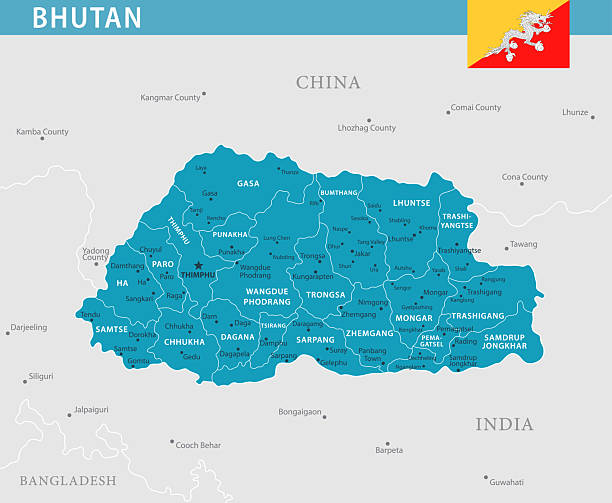 Bhutan Vector Map Blue Gray Color Map Of Bhutan Stock Bhutan Vector Map Blue Gray Color Map Of Bhutan