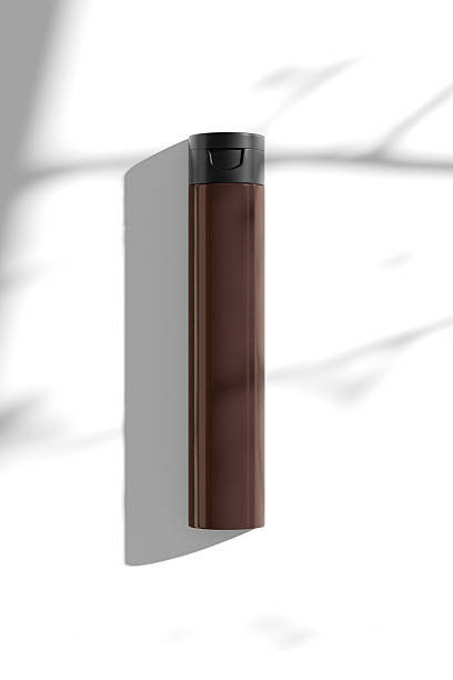 istock amber glass liquid cosmetic packaging, slim cylindrical packaging mockup, flip top cap liquid container, 250 ml brown plastic squeeze bottle isolate on background, tubular flip open cap bottle mockup 2208756324