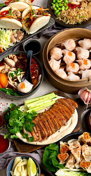Assorted dishes of traditional Chinese cuisine.