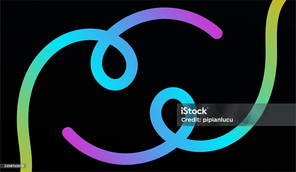 Simple Clean Line Clean Lines Shape Gradient On Black Background Stock Illustration ...